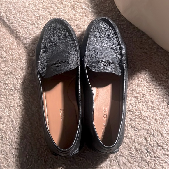 Coach Shoes Coach Mary Lockup Black Pebbled Leather Driving Loafer